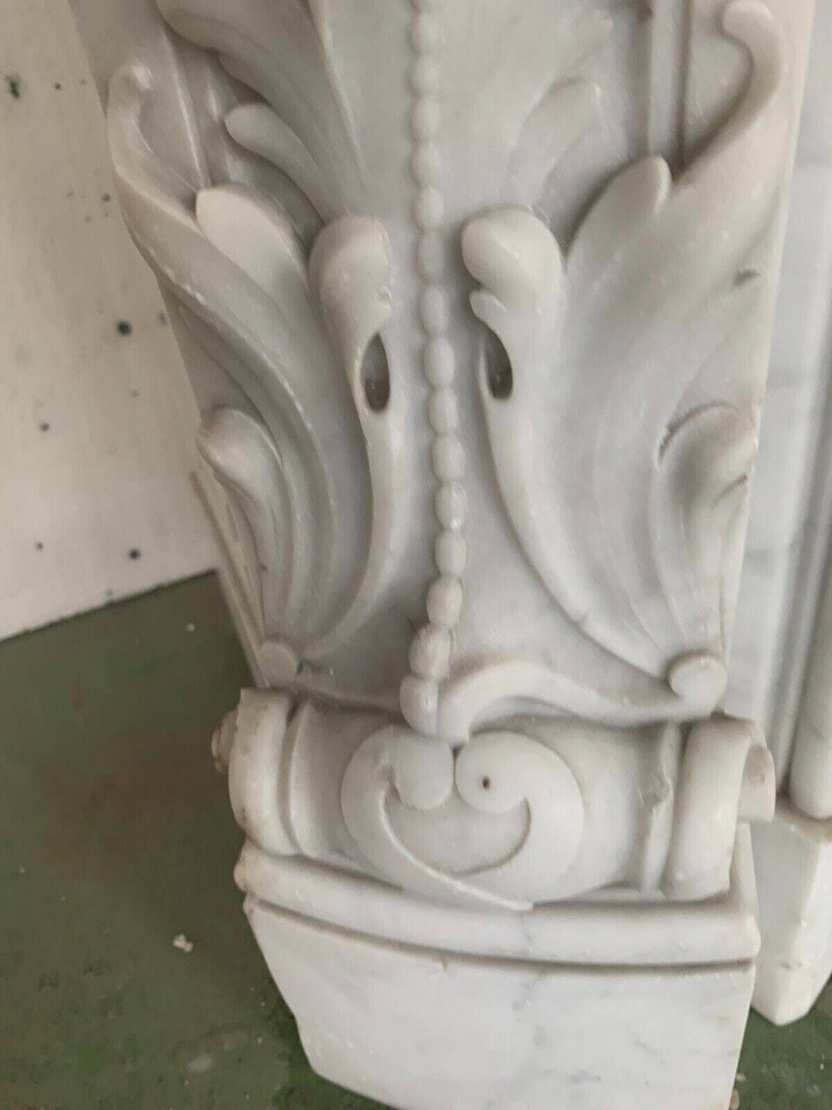 Louis XV style fireplace in white Carrara marble 19th century