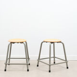 Low gray beech stool with footrest