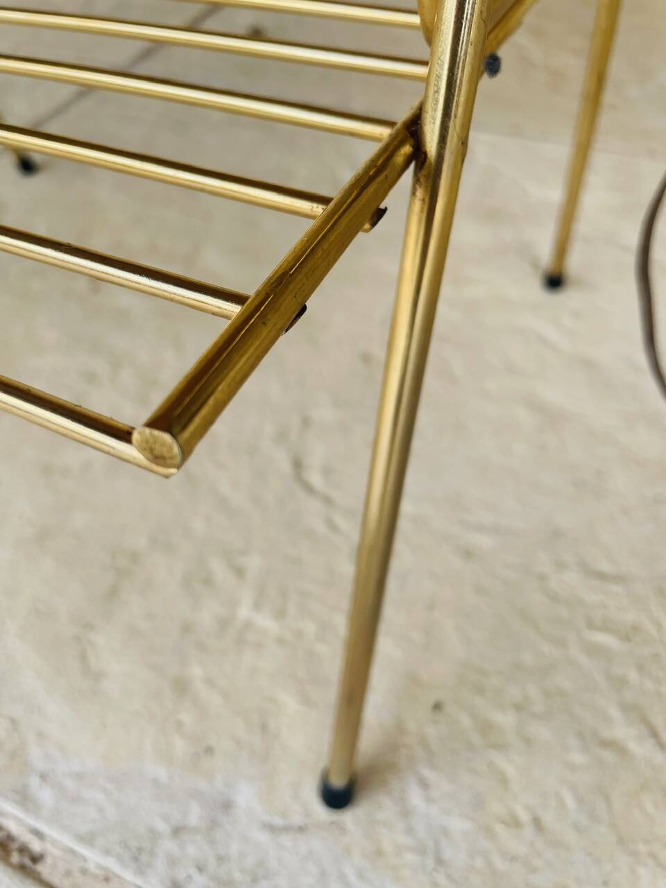 Vintage articulated floor lamp with shelf and magazine holder 1960s