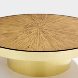 Bamboo and brass marquetry coffee table circa 1980