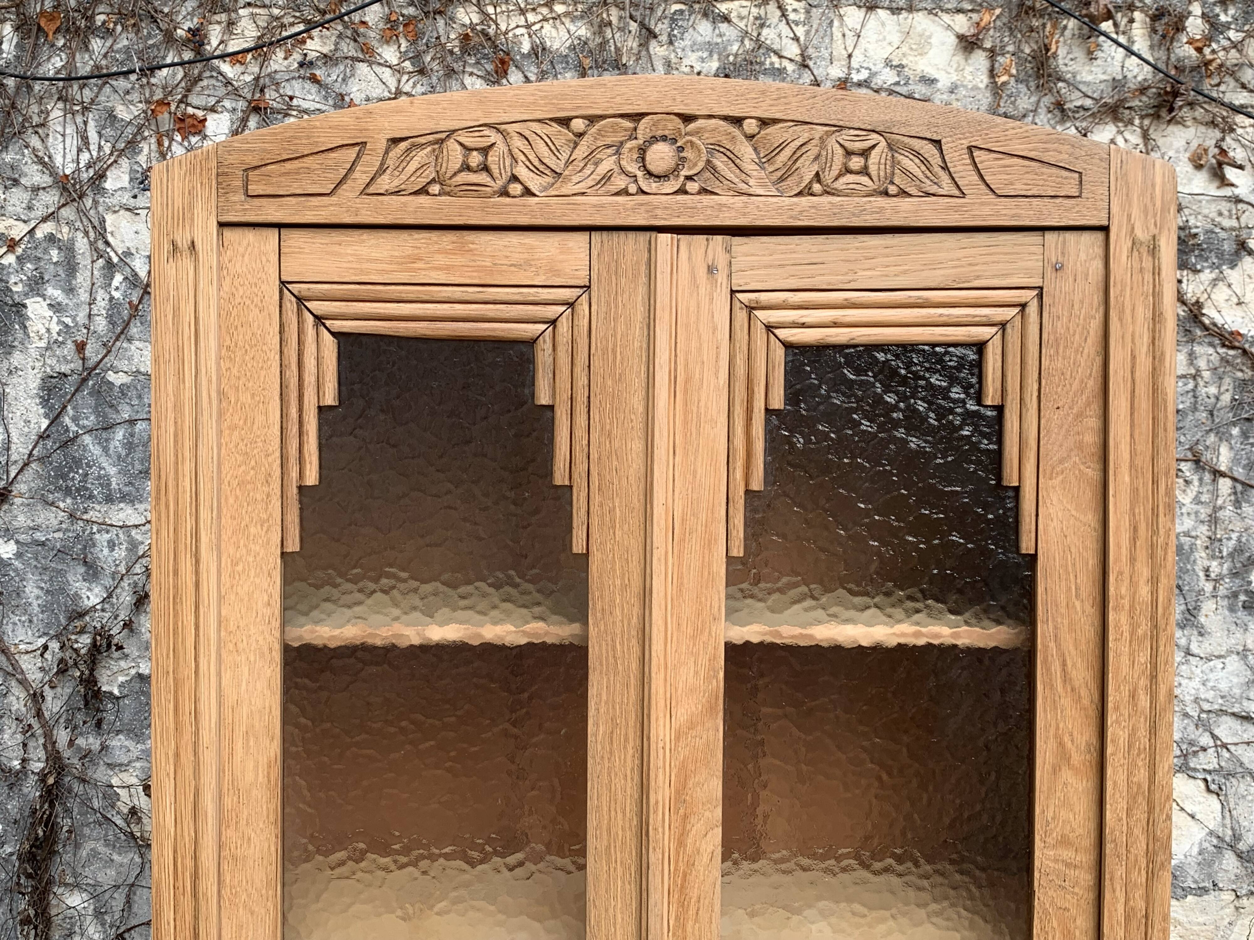 Parisian glass cabinet art deco raw wood 1930