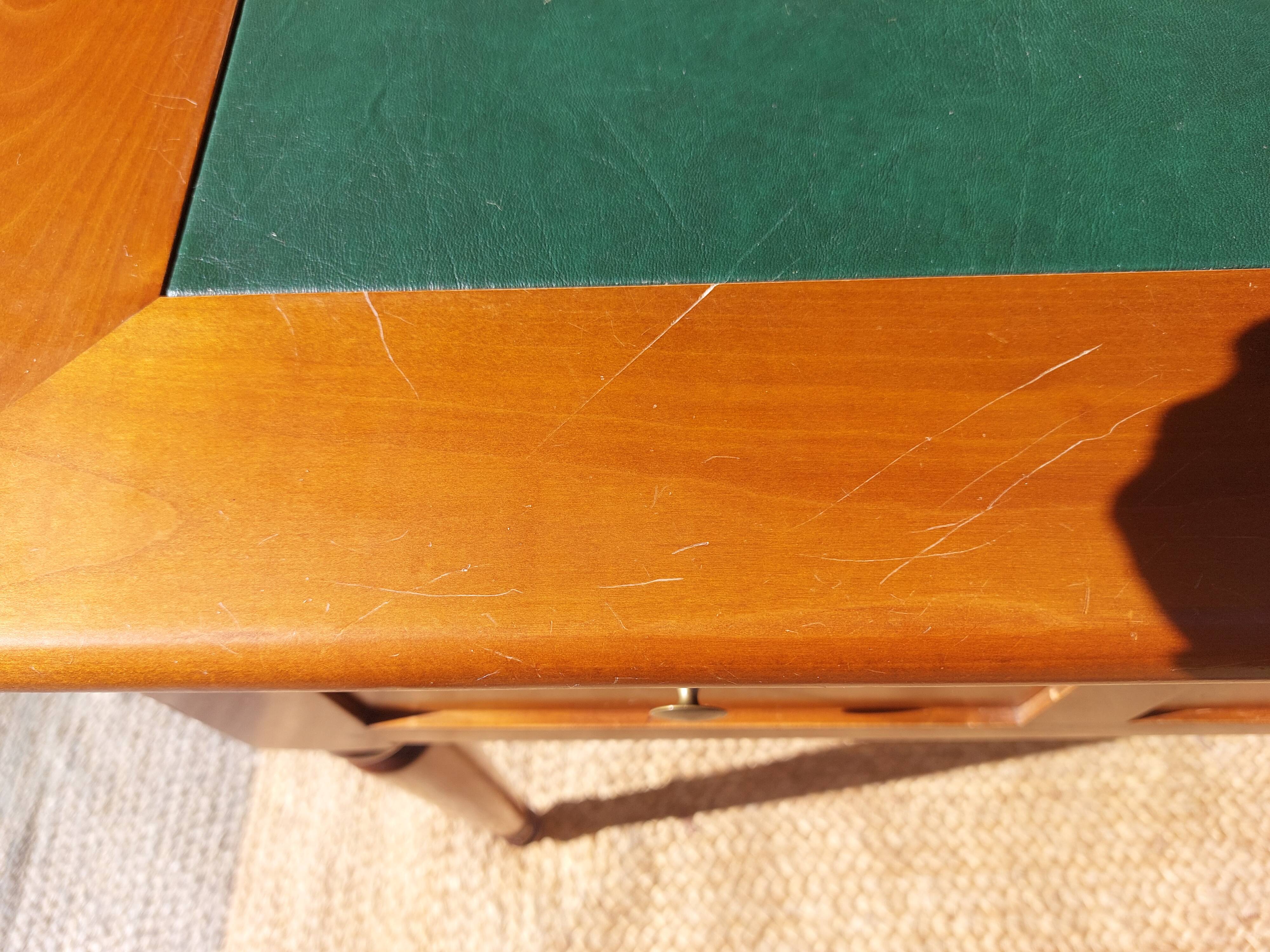 Desk, green leather top