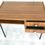Vintage office teak décor and black steel base