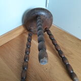 Tripod stool solid wood turned coil way
