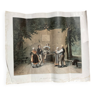 Engraving of a life scene signed Jean Moreau