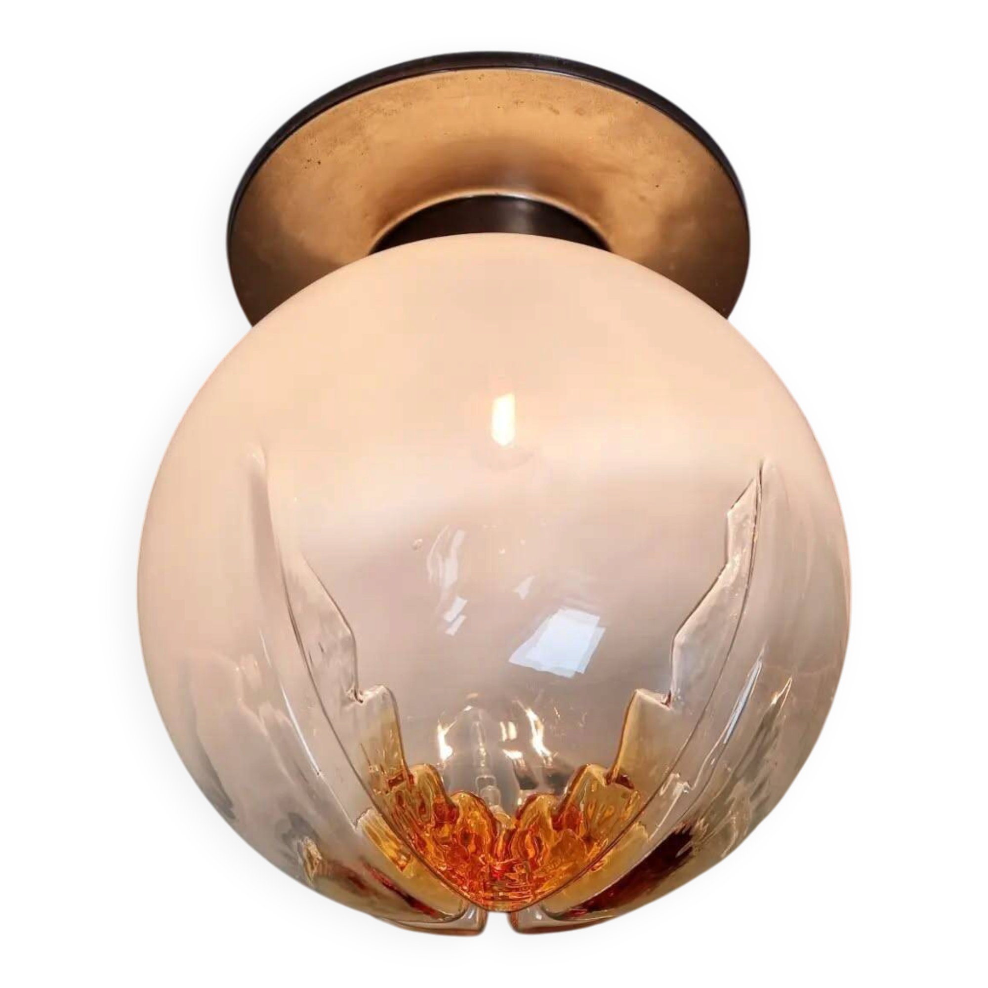 Large Murano glass ceiling light, Mazzega (Italy), 1970.