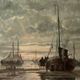 Mid 20th Century "Fishing Boat at Sea" Oil Painting