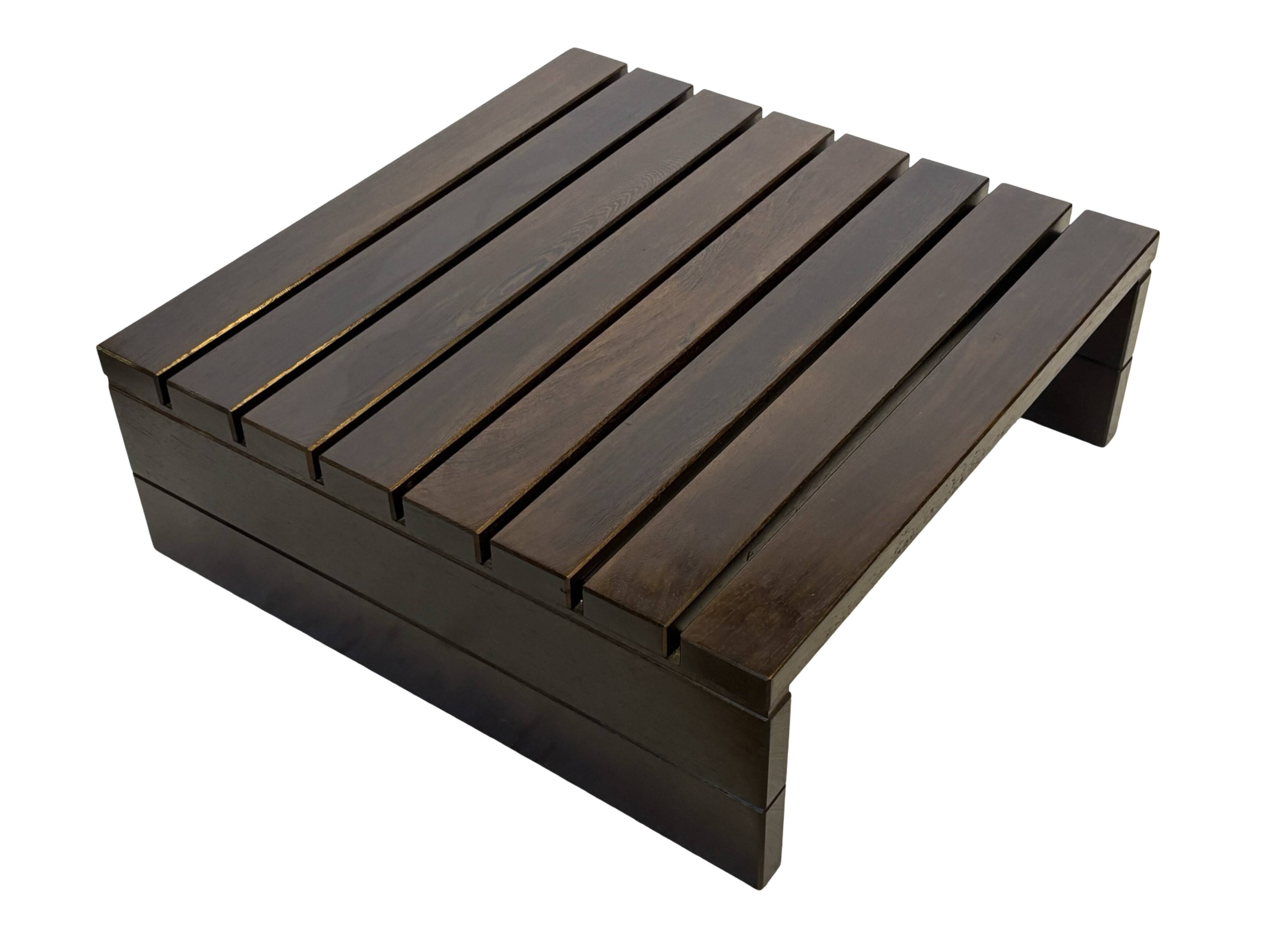 Vintage slatted coffee table design Wenge solid 70s minimalist