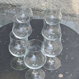 Set of 7 large Luminarc France wine glasses in transparent glass on a stem