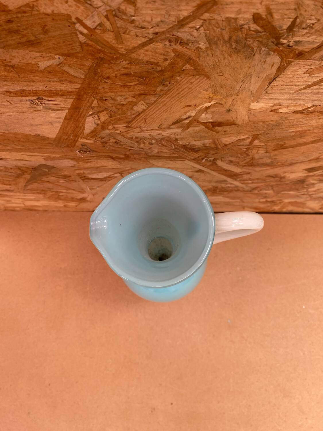 Antique blue & white opaline pitcher ewer vintage