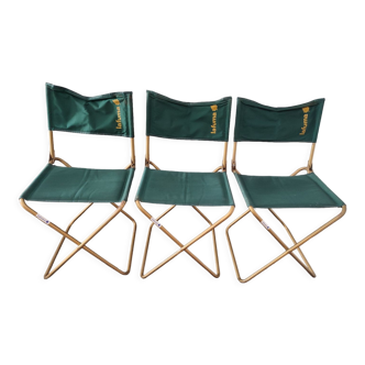 3 foldable seats Lafuma green vintage camping