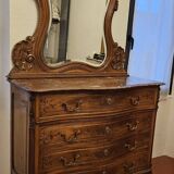Louis XV rococo style chest of drawers with beveled mirror