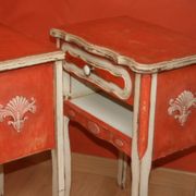 Pair of bedsides revamped red and white antique skated shabby