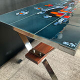 Coffee table in signed ceramic and chromed metal 70s