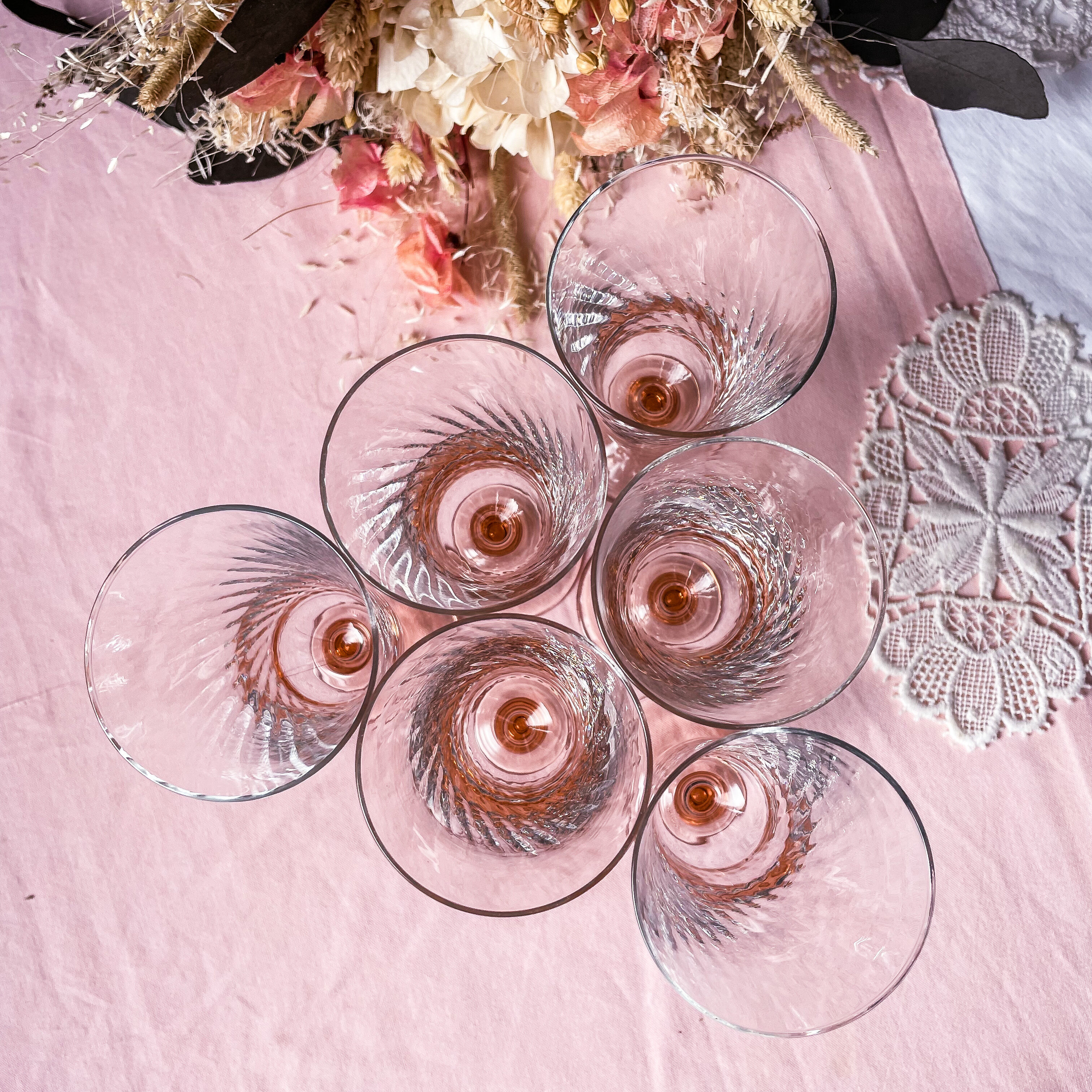 6 two-tone Rosaline white wine glasses