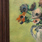Oil on panel bouquet signed