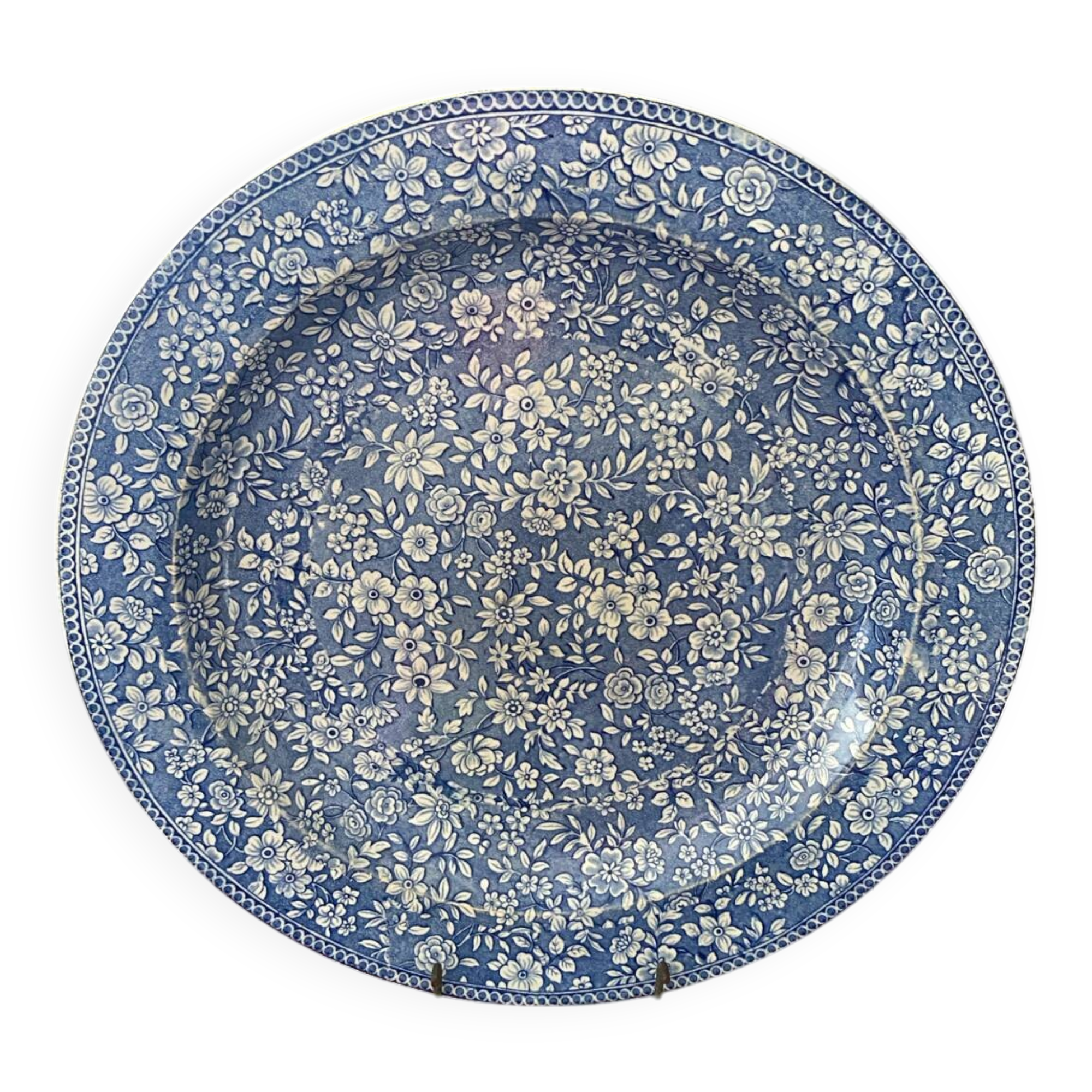 Large round English ironstone dish, 19th century