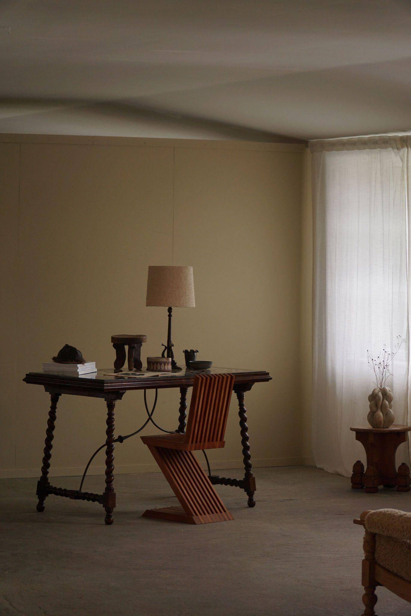 Antique Italian desk table, walnut and marble, Naples, 19th century.