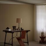 Antique Italian desk table, walnut and marble, Naples, 19th century.