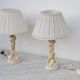 Set of 2 midcentury Italian ceramic floral table lamps