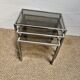 Set of 3 vintage nesting tables – Chrome metal & smoked glass