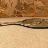 Ancien miroir art nouveau face a main bronze doré décor fleurs vintage