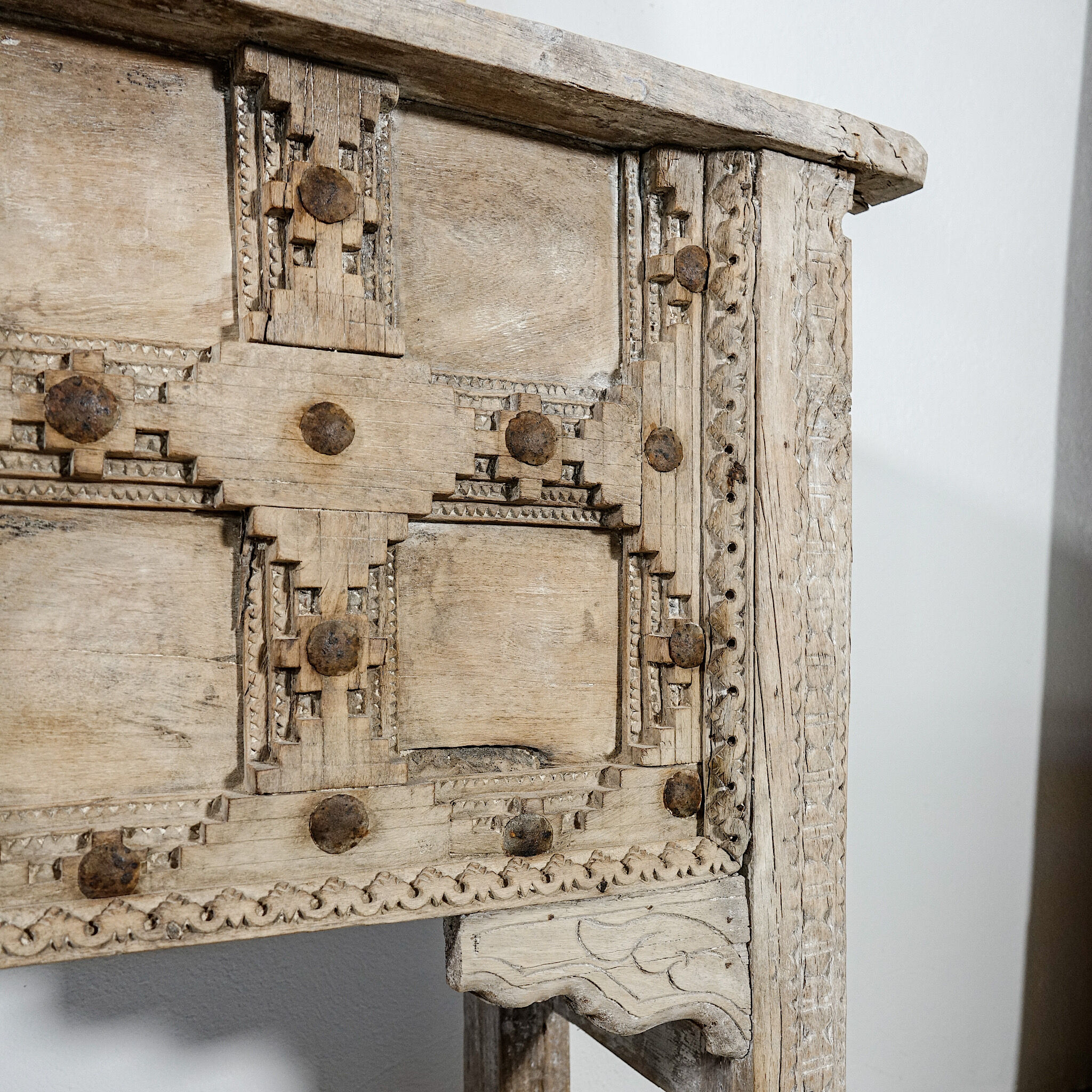 Carved wooden console