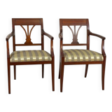 Set of Armchairs in Classicizing Forms in Striped Upholstery, 1990s