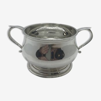English sugar bowl in silver metal