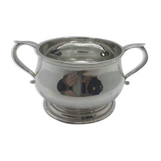 English sugar bowl in silver metal