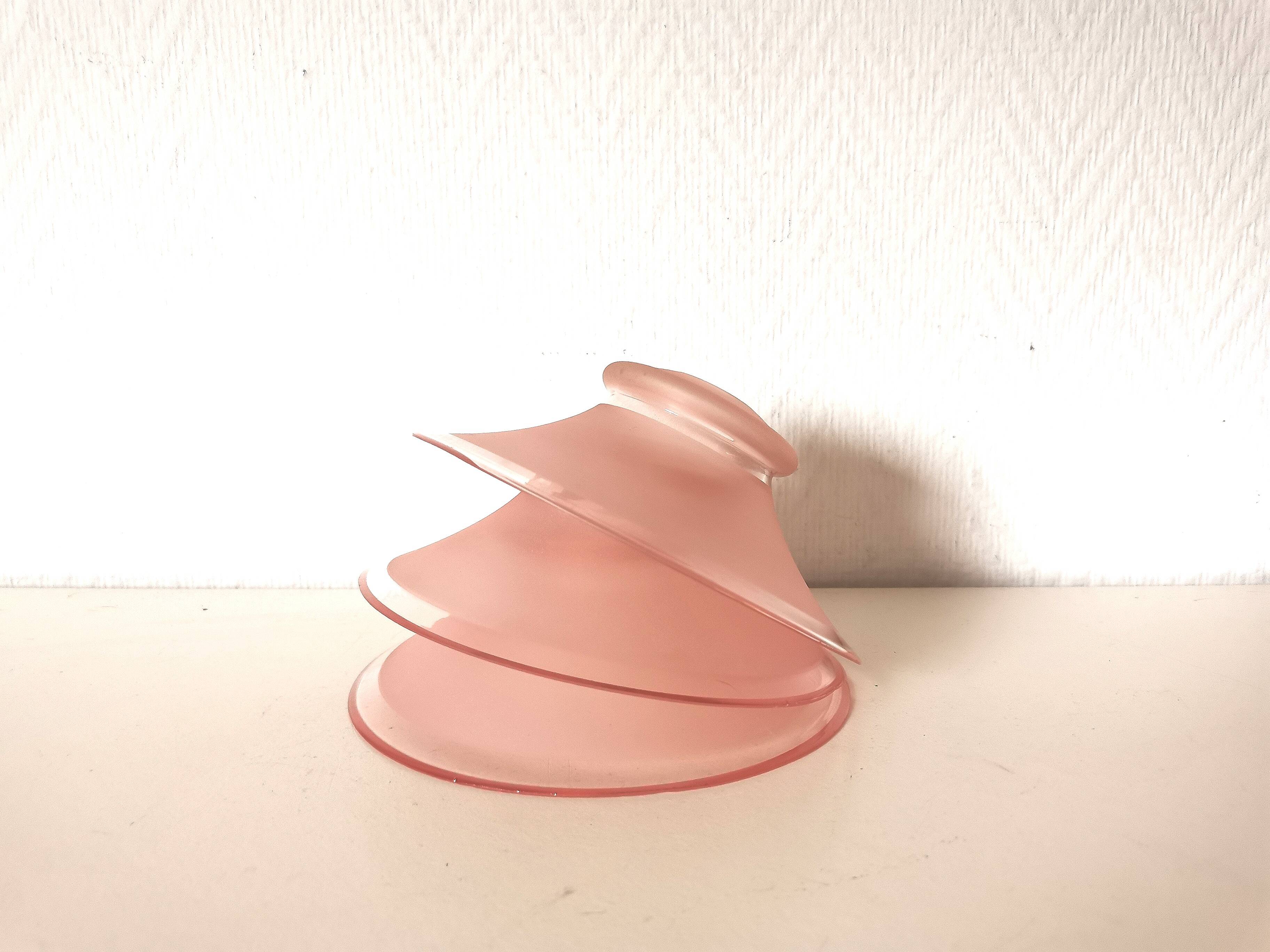 small pink lampshade in pink granite glass from the 50s