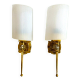 Paire d'appliques en laiton et acrylique, France 1960