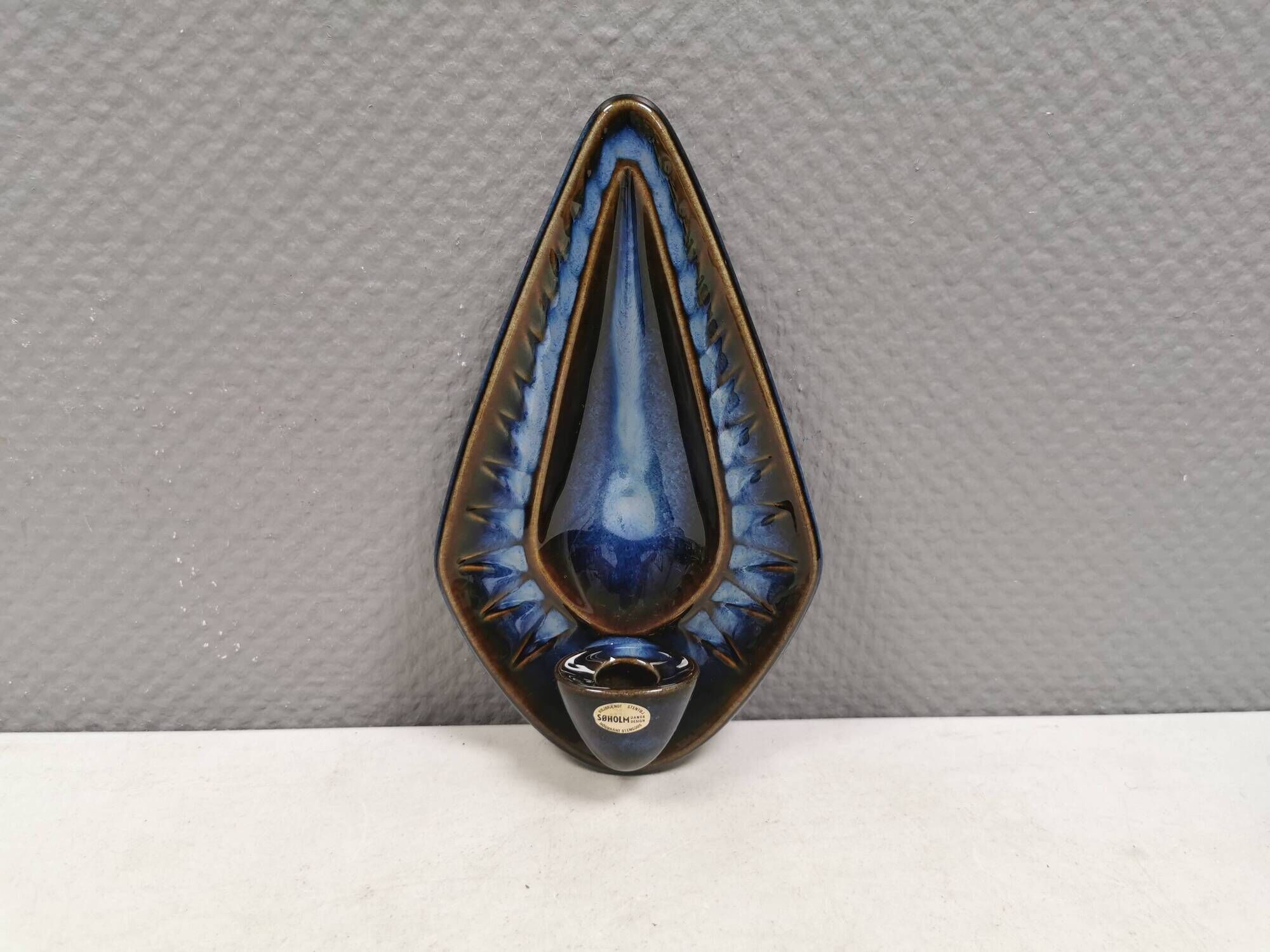 Søholm wall candlestick made of ceramic in blue colors 1960s