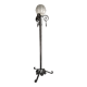 Large art deco floor lamp in wrought iron and white pressed molded glass (height 211 cm)