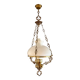 White opaline and brass pendant light