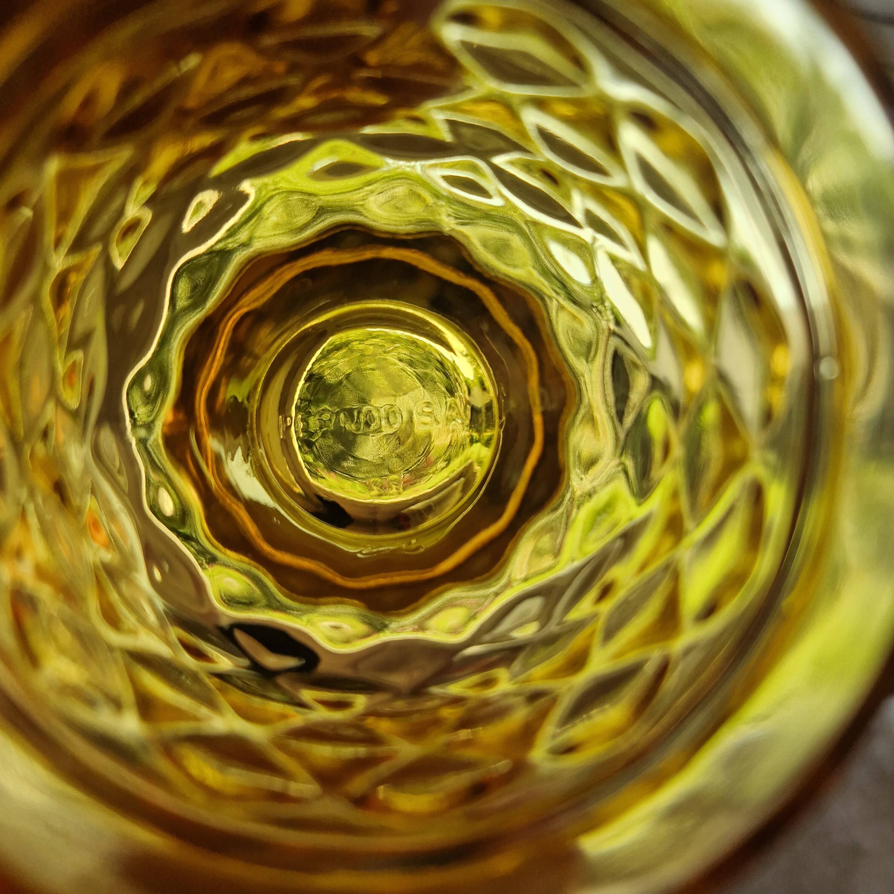 Set of 5 vintage glasses in amber yellow glass pernod france 2 assorted models