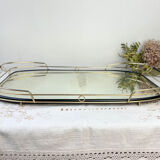 Art Deco style mirror and brass serving tray