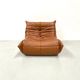Togo lounge chair in dark cognac leather attributed to Michel Ducaroy for Ligne Roset