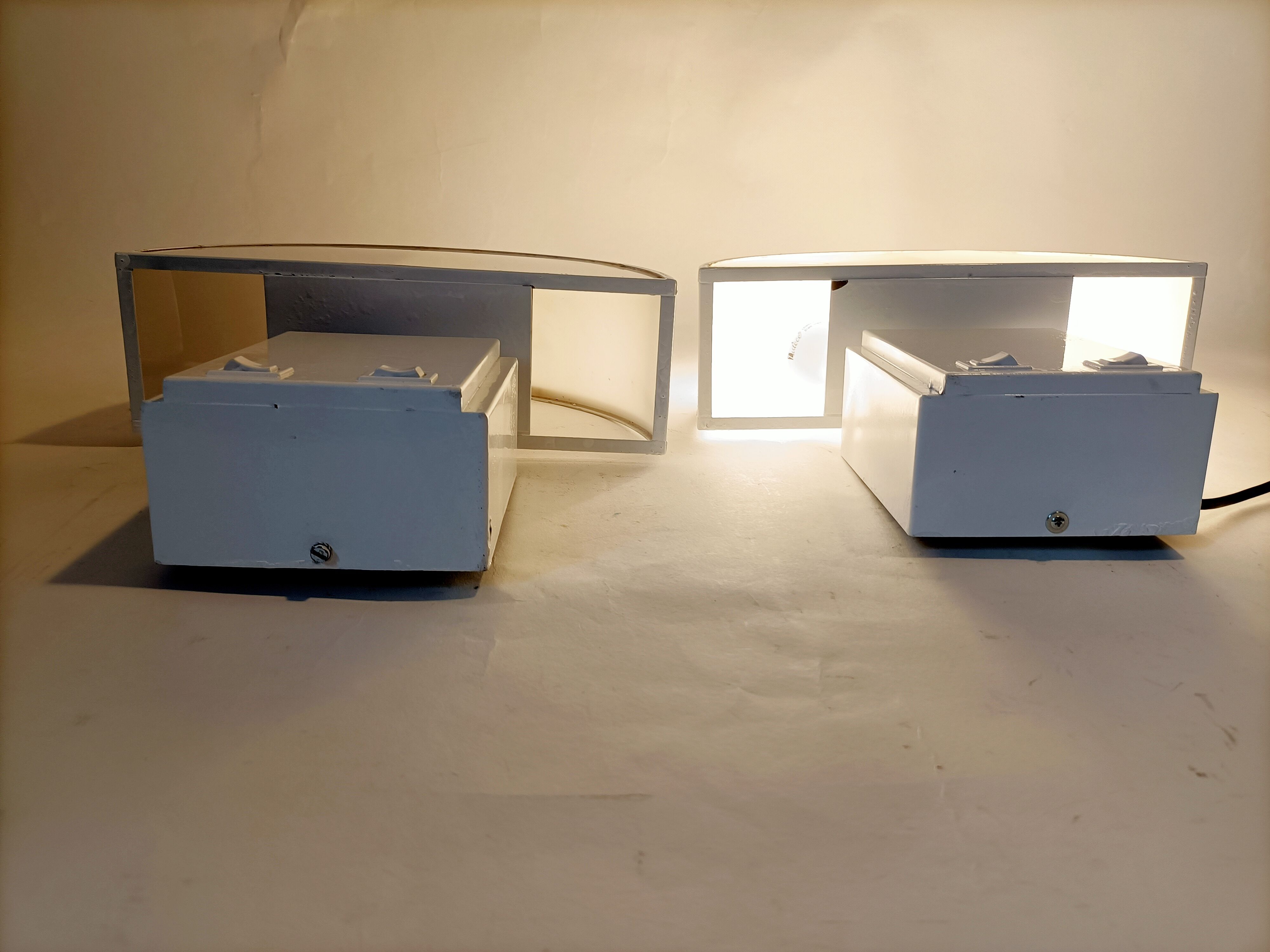 Pair of wall lamps with double switches model Olympe design Harvey Guzzini for ED 1970