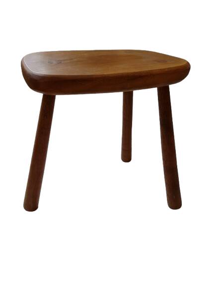 Vintage solid wood stool in brutalist style