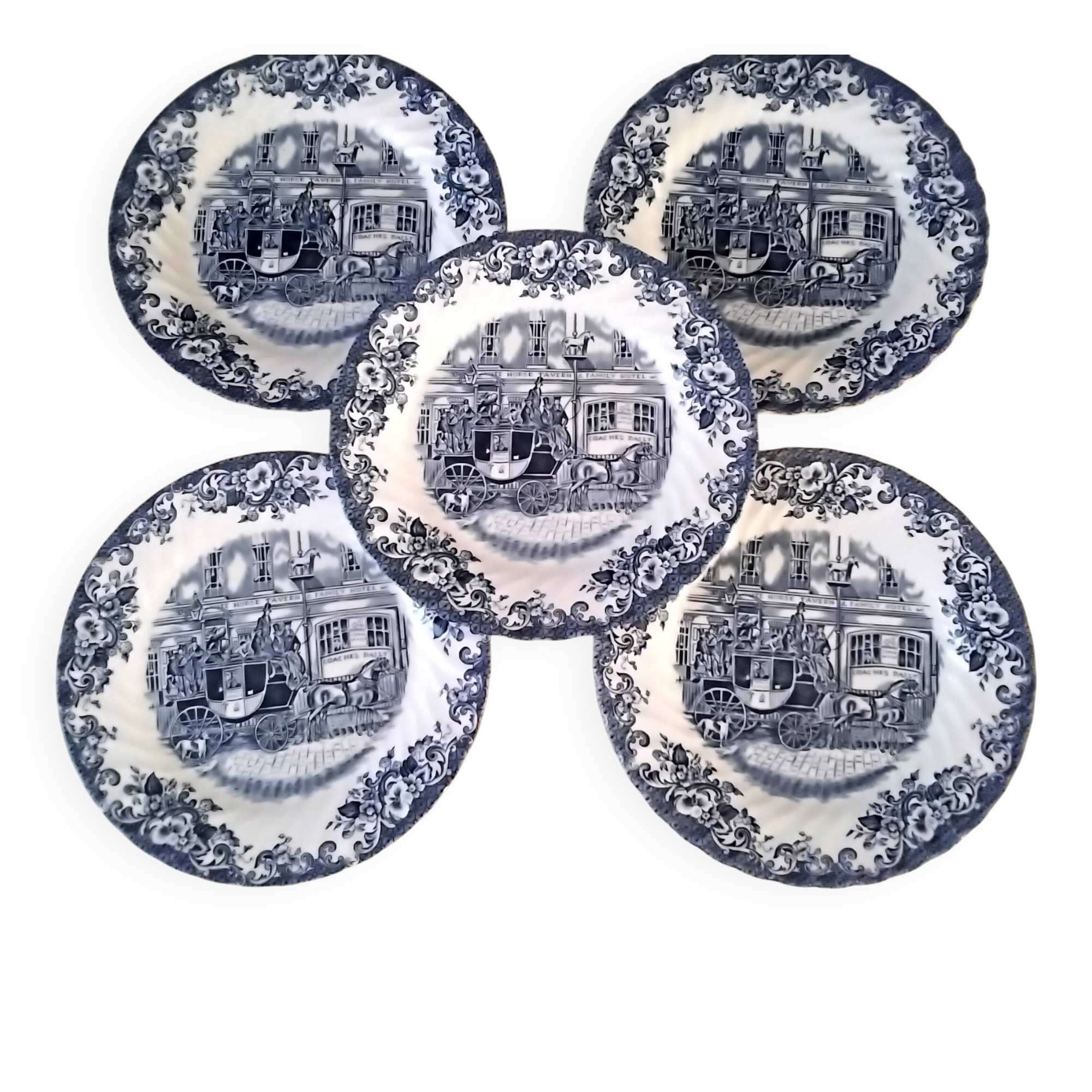 5 dessert plates in English porcelain by Johnson Bros