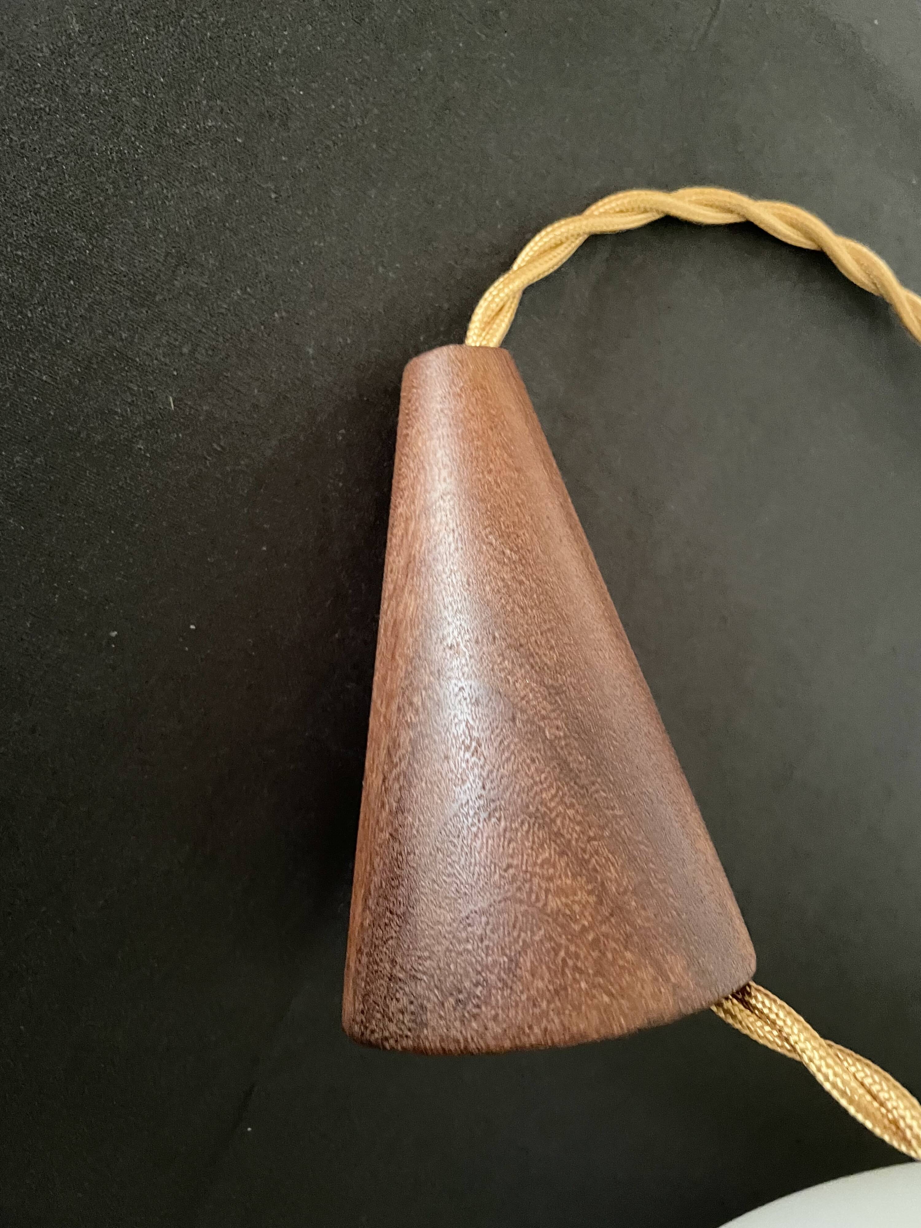 Scandinavian pendant light in opaline and teak