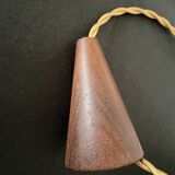 Scandinavian pendant light in opaline and teak