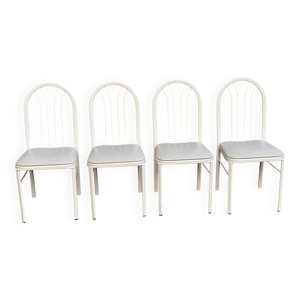 4 chaises en acier blanc