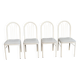 4 chaises en acier blanc et cuir gris