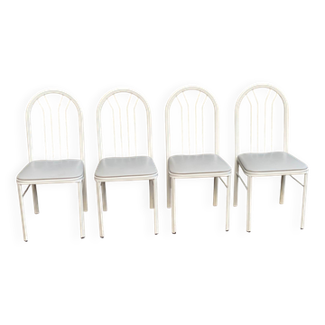 4 chairs in white steel and grey leather