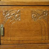 Art Deco oak and marble bedside table