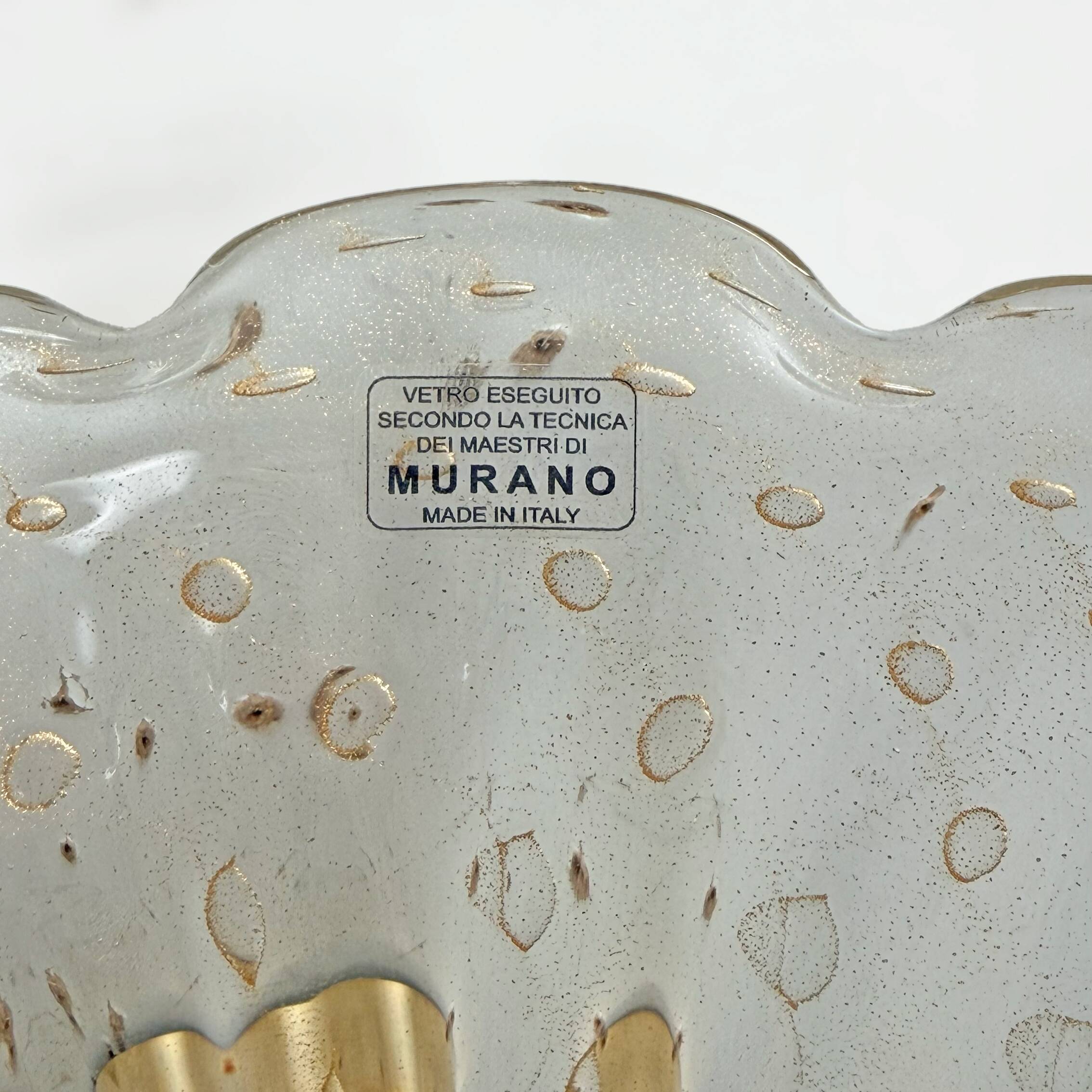 Attributed to Barovier & Toso Brass and Pulegoso Murano Glass Sconces, Pair