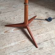 Scandinavian tripod reading lamp in teak and brass.