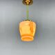 Small Art Deco Brass & Colored Glass Pendant Ligt, Germany 1930's, Restored